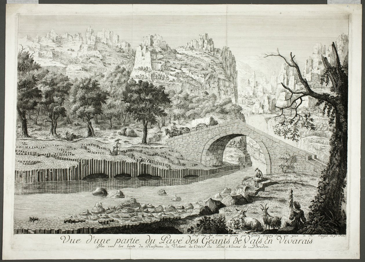 Ansicht eines Teils des Pfades der Riesen von Vals in Vivarais von Arnauld Eloi Gautier D