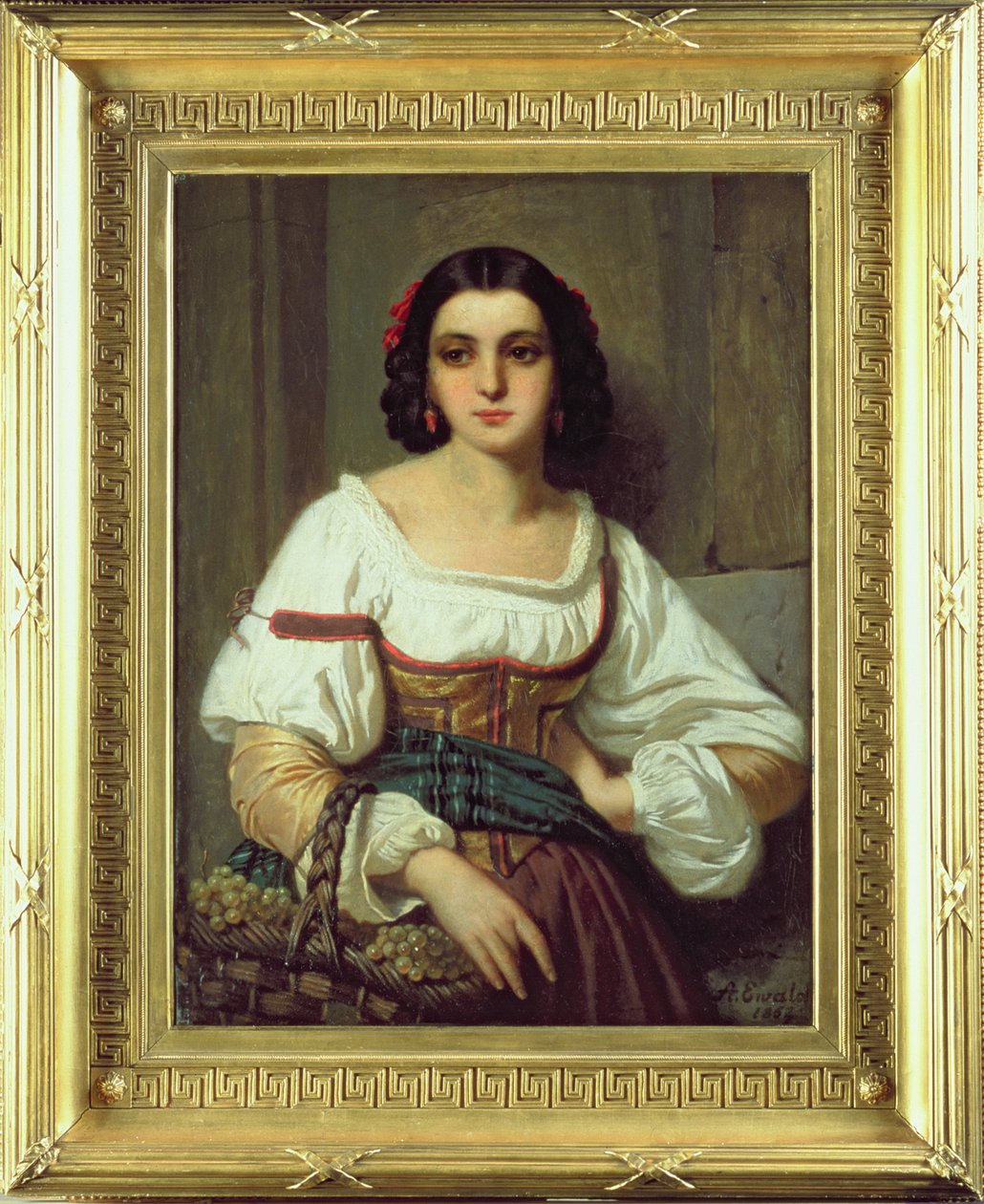 Italienische Frau mit Traubenkorb, 1862 von Arnold Ferdinand Ewald