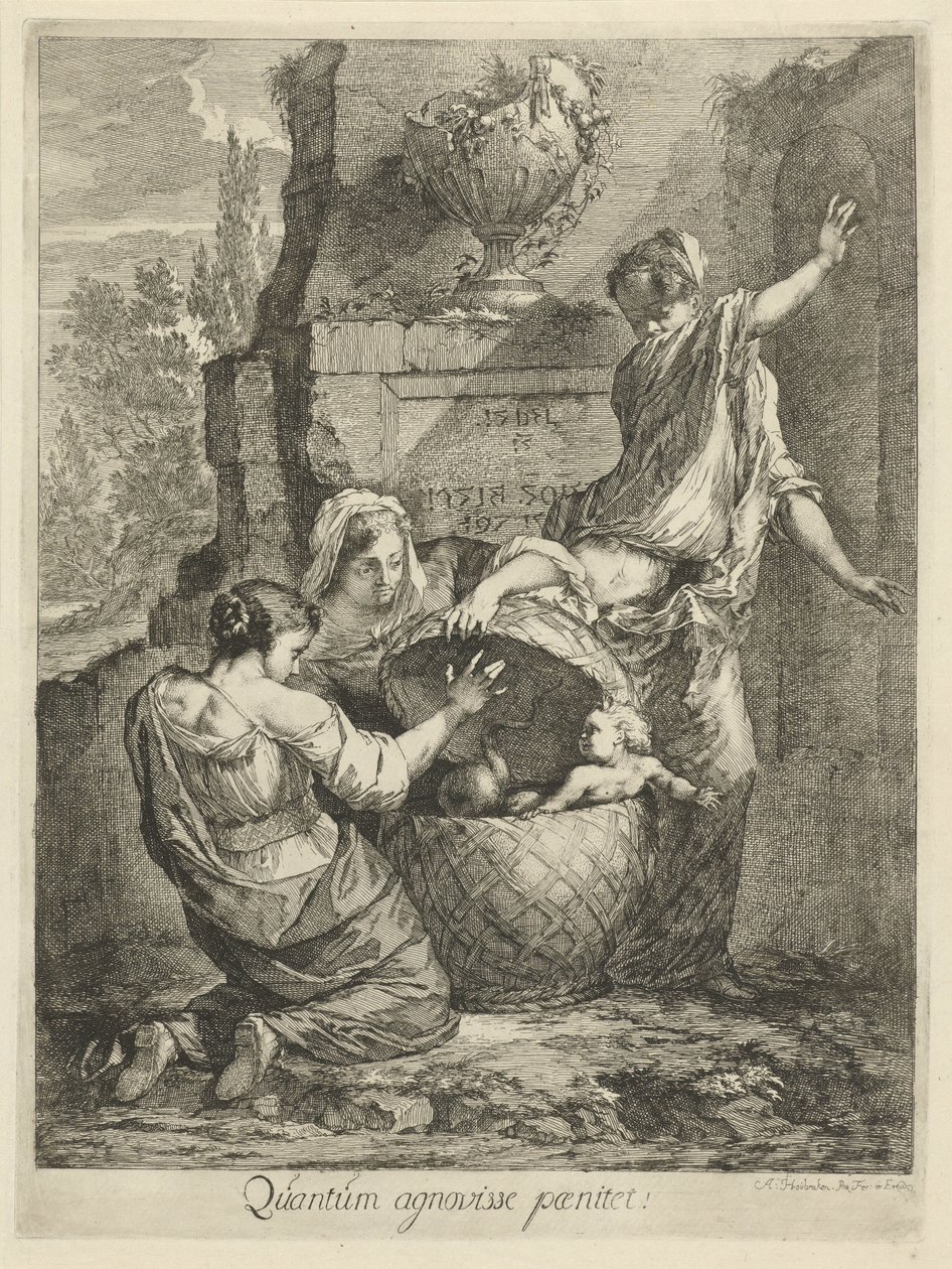 Erichthonius gefunden von den drei Töchtern des Cecrops von Arnold Houbraken