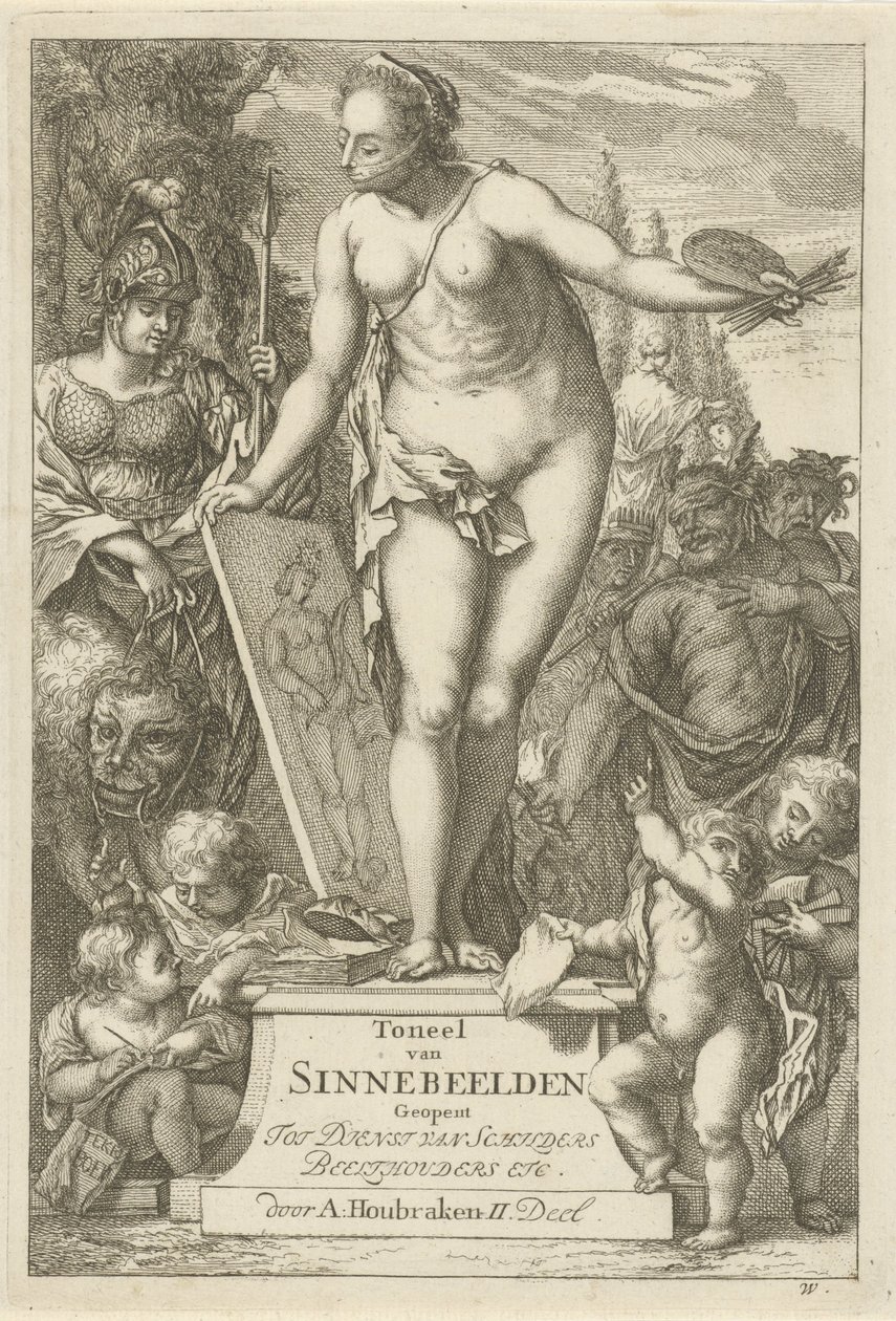 Personifikation der Malerei auf einem Sockel von Arnold Houbraken