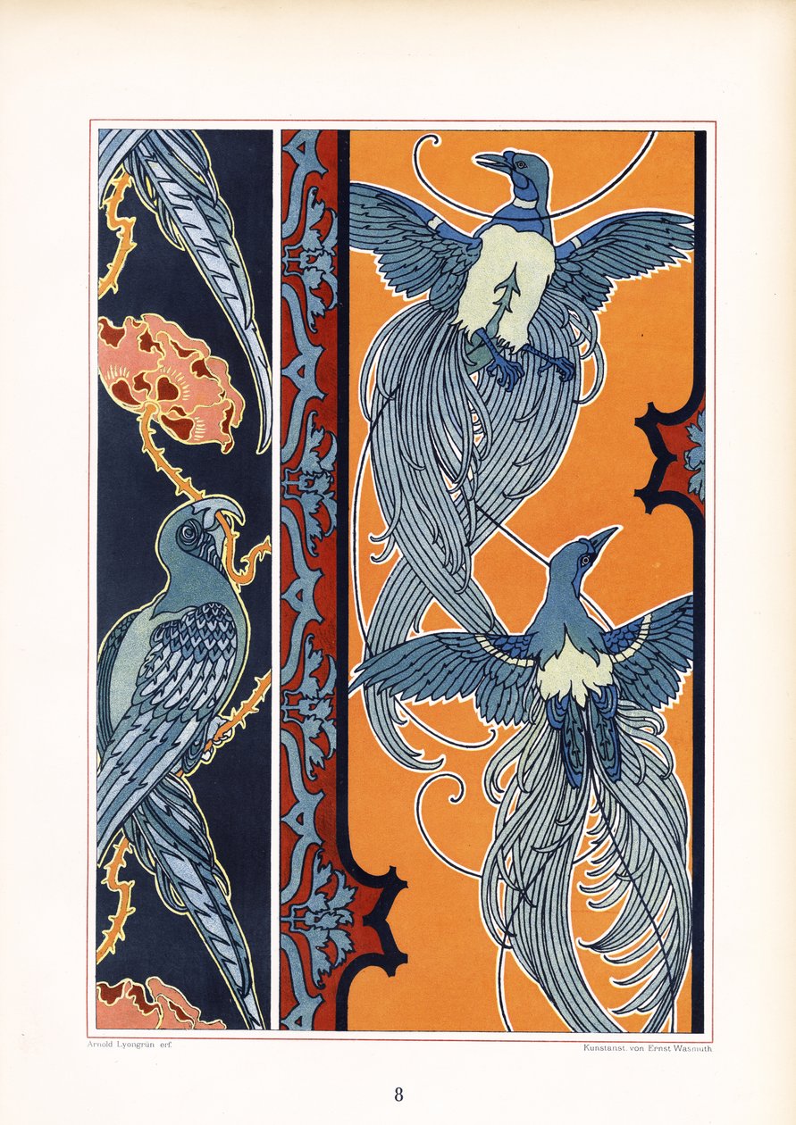 Ornamentale Friese mit stilisierten Vögeln von Arnold Lyongrün