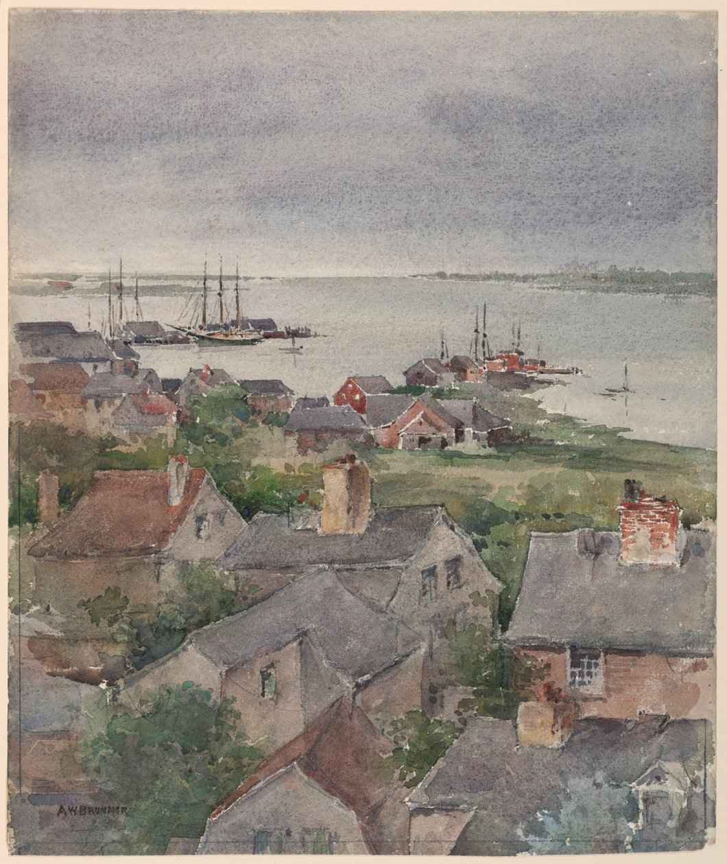 Häuser am Ufer in Nantucket von Arnold William Brunner
