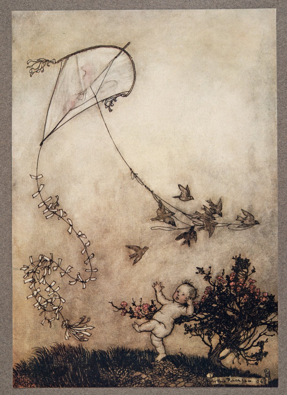 Peter schrie: Mach es nochmal! und mit großer Gutmütigkeit taten sie es mehrmals (aus Peter Pan in Kensington Gardens von J. M. Barrie) von Arthur Rackham