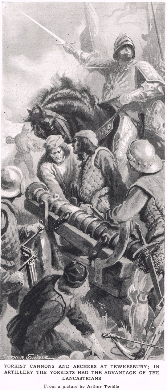 Yorkistische Kanonen und Bogenschützen bei Tewkesbury von Arthur Twidle