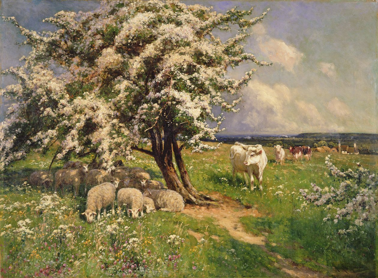 Schafe und Rinder in einer Landschaft von Arthur Walker Redgate