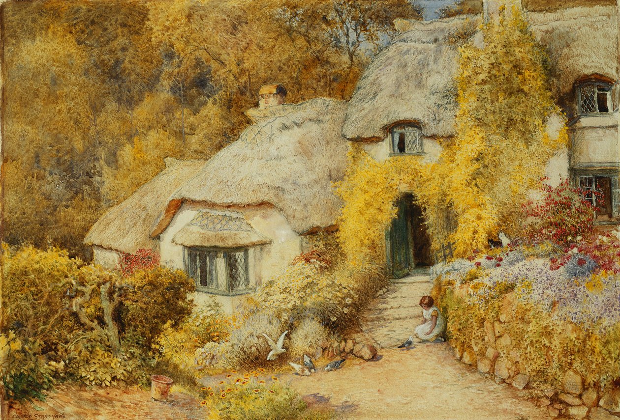 Häuser in Selworthy, Somerset von Arthur Claude Strachan