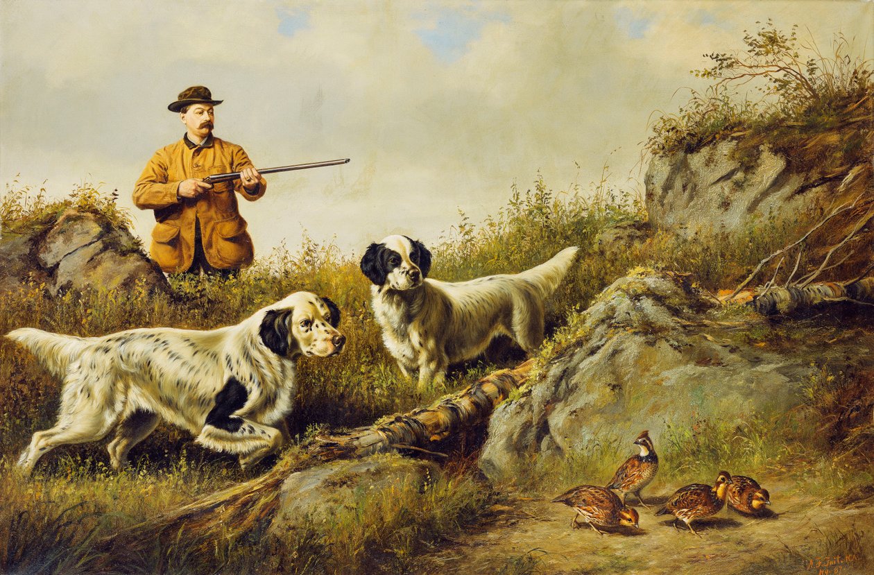 Amos F. Adams schießt über Gus Bondher und Sohn, Graf Bondher, 1887 von Arthur Fitzwilliam Tait