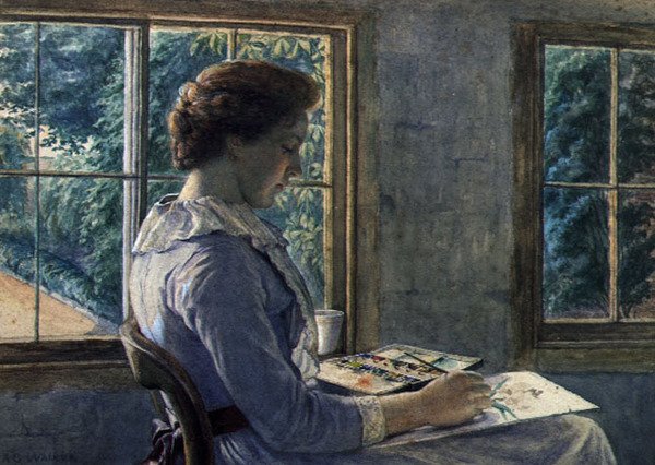 Frau beim Malen von Arthur George Walker