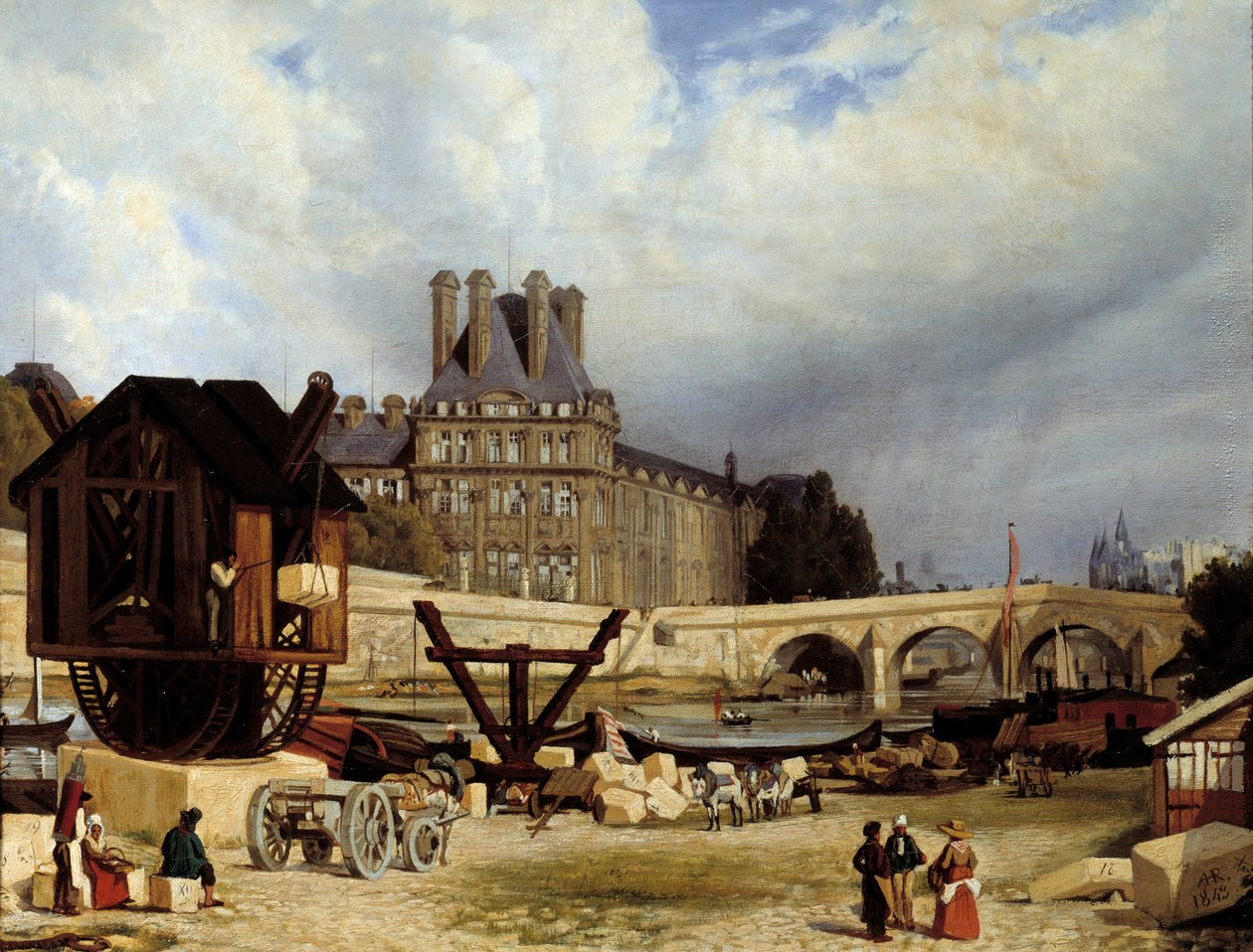Die Tuilerien und die Königsbrücke. Gemälde von Arthur Henry Roberts (1819-1900) von Arthur Henri Roberts