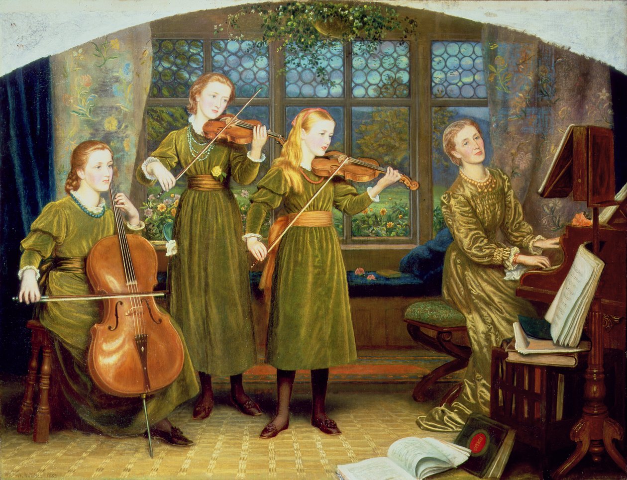 Das Heimquartett: Mrs. Vernon Lushington und ihre Kinder, 1883 von Arthur Hughes