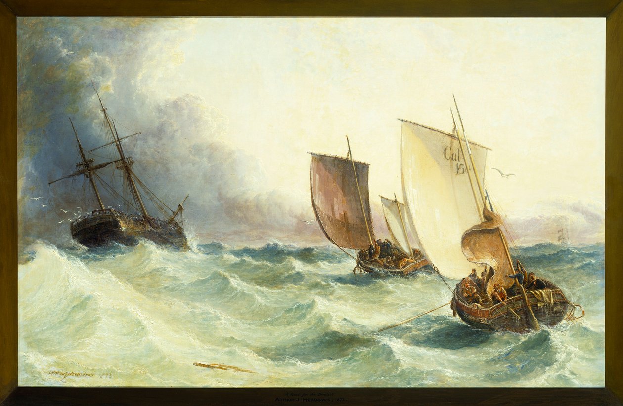Ein Rennen um das Wrack, 1873 von Arthur Joseph Meadows