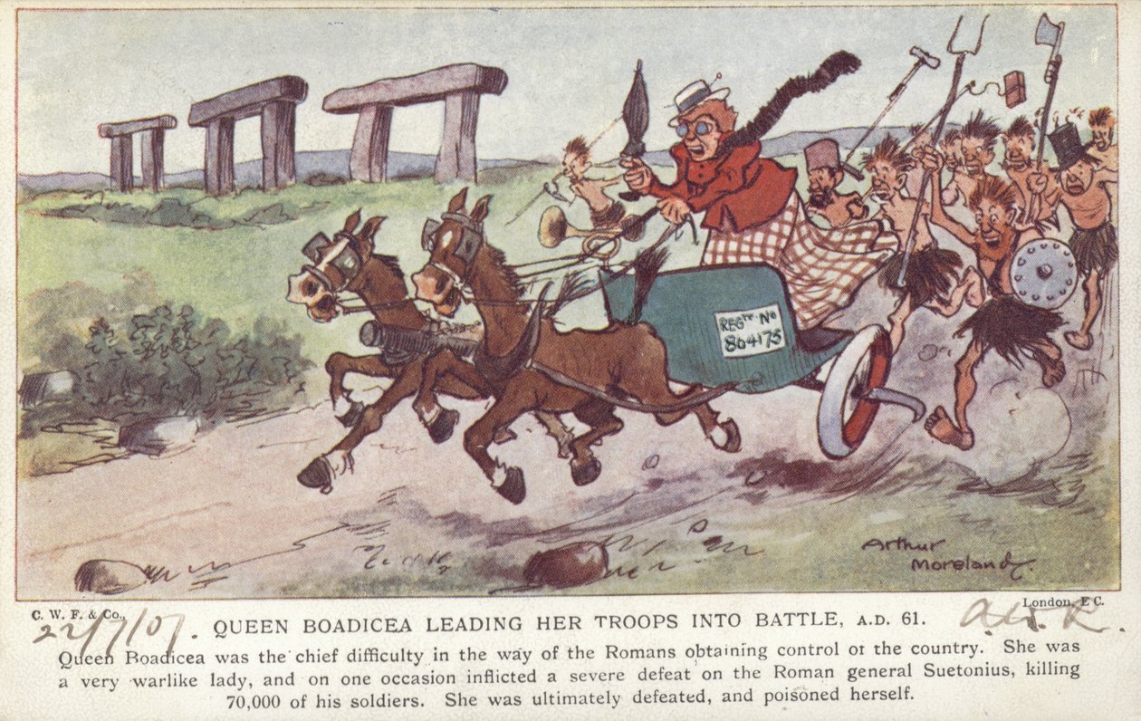 Königin Boadicea führt ihre Truppen in die Schlacht, 61 n. Chr. von Arthur Moreland