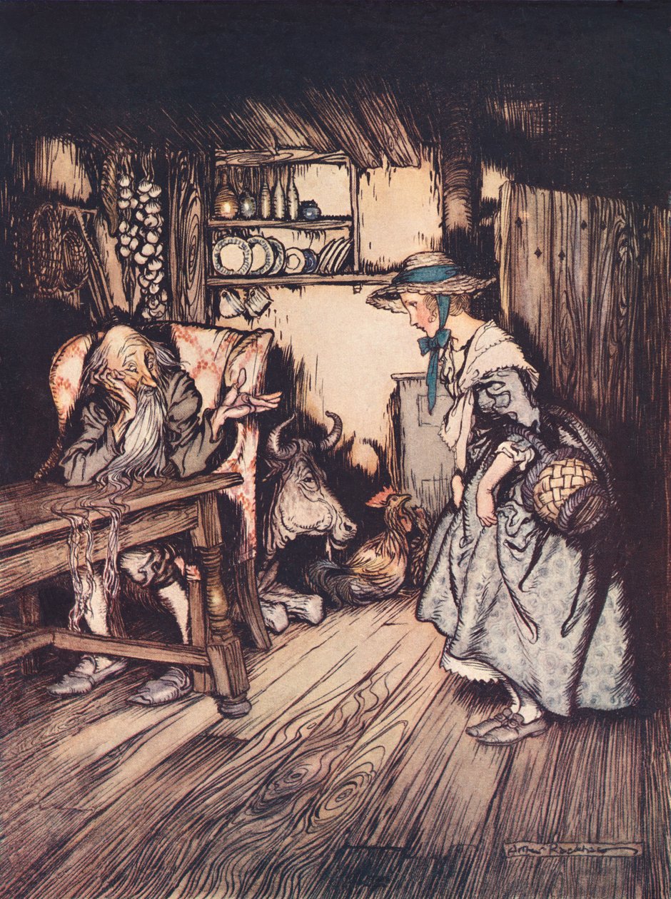 Sie bat ganz hübsch, dort übernachten zu dürfen. Illustration von ...
