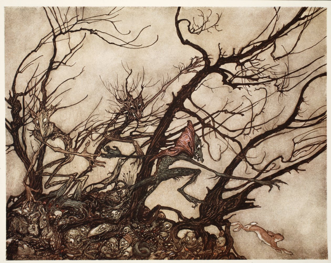 Die Indianer betrachteten sie als die Wohnstätte von Geistern., aus Rip Van Winkle von Washington Irving, veröffentlicht 1910 von Arthur Rackham