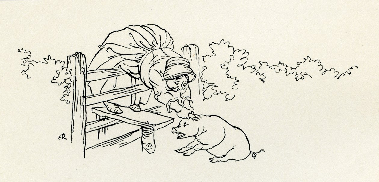 Die alte Frau und ihr Schwein von Arthur Rackham