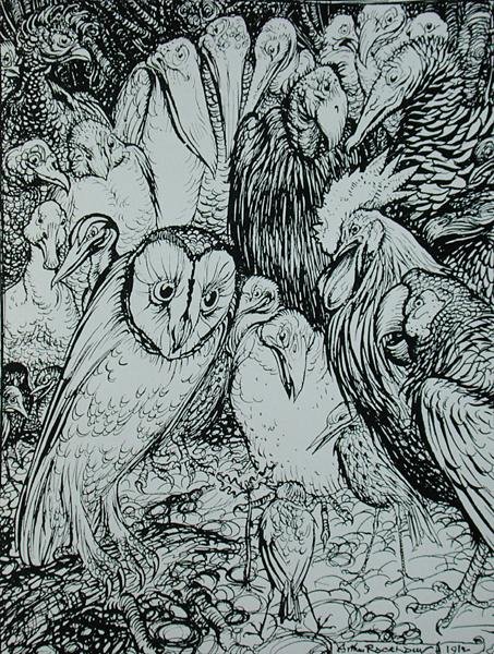 Die Eule und die Vögel, Illustration aus 
