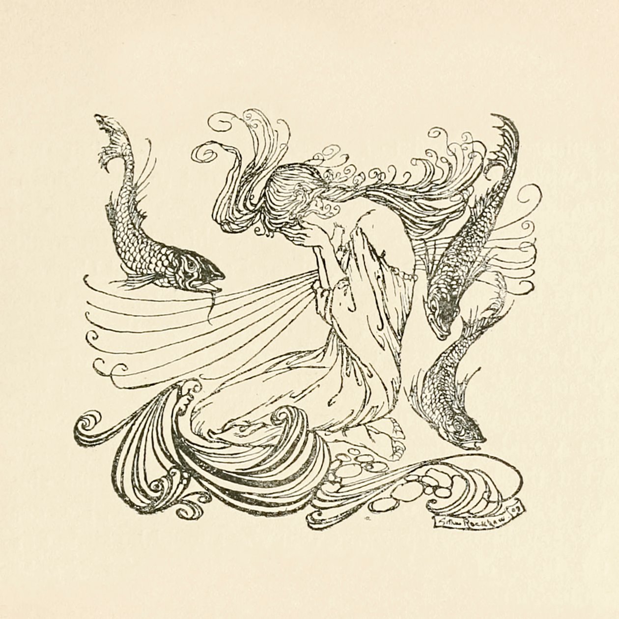 Undine steigt weinend aus dem Brunnen, aus 