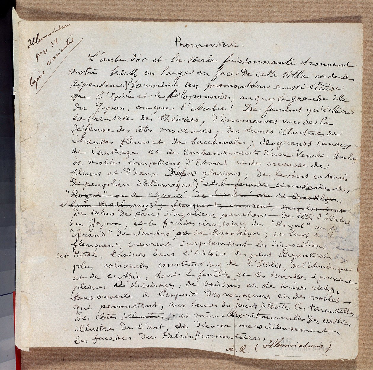 Manuskript des Gedichts „Promontoire“ von Arthur Rimbaud von Arthur Rimbaud