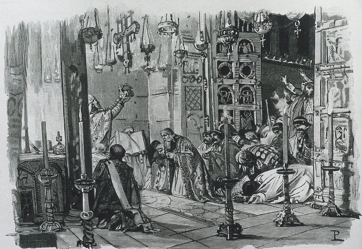 KARL DER GROSSE oder KARL I (742-814). König der Franken und Langobarden (768-814) und Heiliger Römischer Kaiser (800-814). Krönung von Karl dem Großen zum Heiligen Römischen Kaiser (800). von Artist Unknown