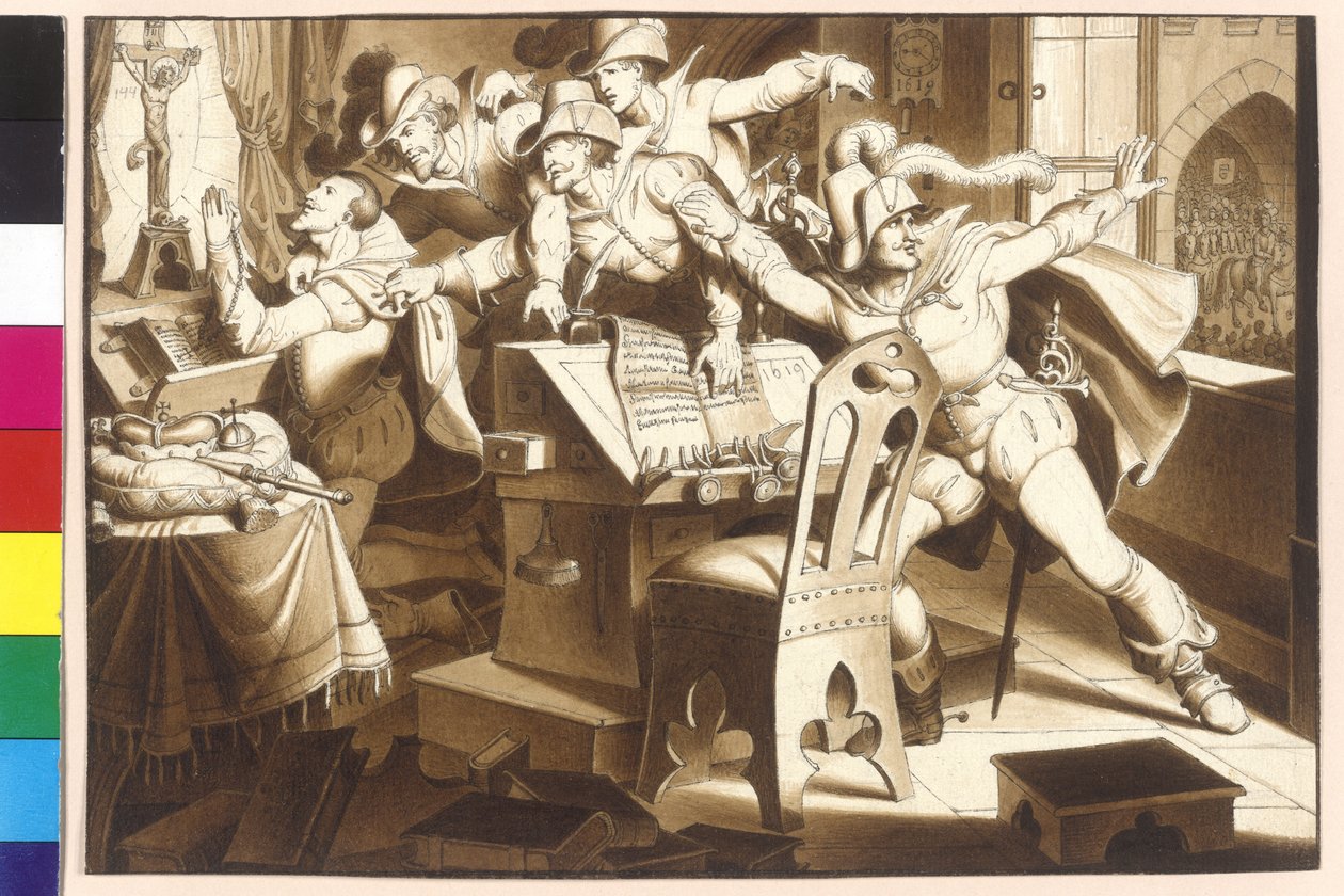 Kaiser Ferdinand II. bleibt standhaft gegen die Schulden der böhmischen Protestanten von Artist Unknown