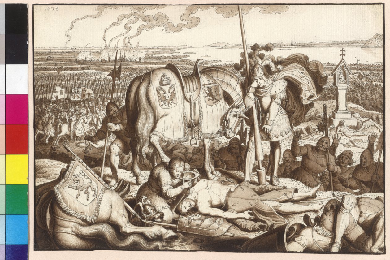 Kaiser Rudolf weint auf dem Schlachtfeld über den sterbenden König Ottokar von Artist Unknown
