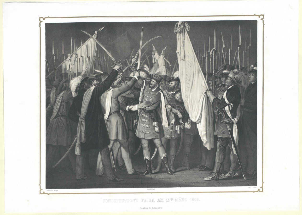 Verfassungszeremonie am 15. März 1848 von Artist Unknown