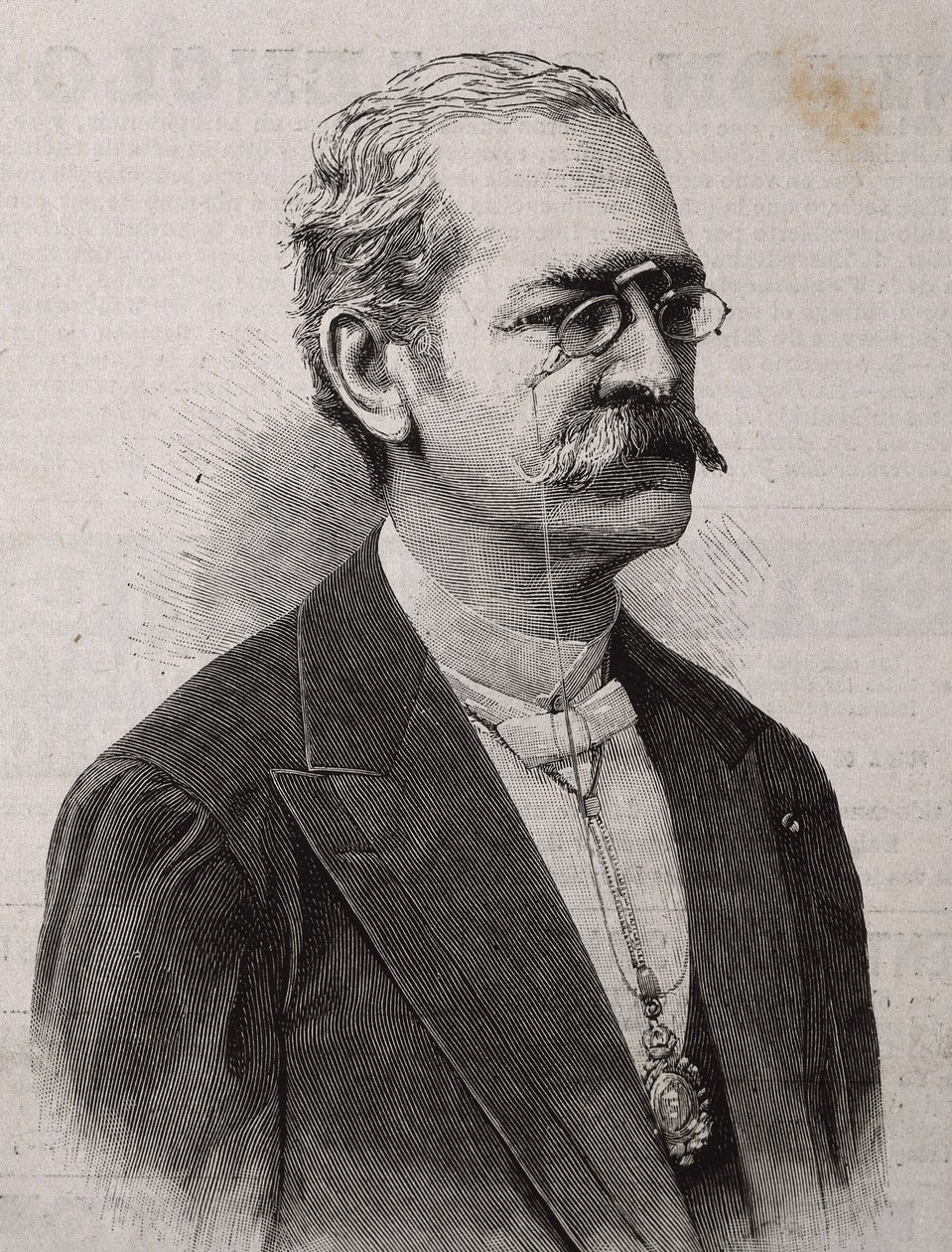 PALMA, Ricardo (1833-1919). Peruanischer Autor, Gelehrter, Bibliothekar und Politiker. Gravur. von Artist Unknown