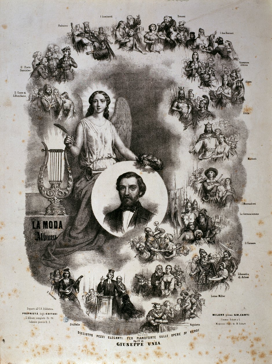 Plakat mit Szenen seiner Opern von Artist Unknown