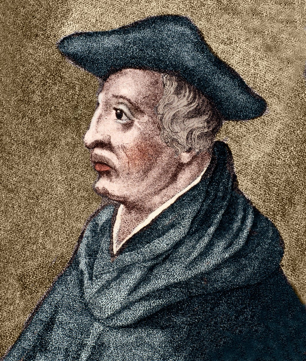 ROGER BACON - Englischer Philosoph und Wissenschaftler - kolorierte Gravur von Artist Unknown
