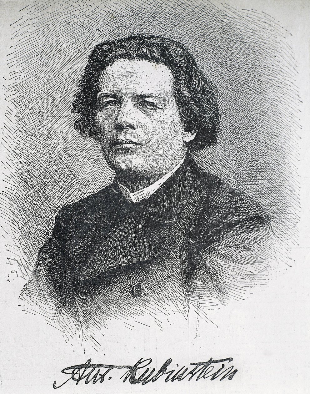 RUBINSTEIN, Anton Grigoryevich (1829-1894). Russischer Komponist und Pianist. Signiertes Porträt von Anton Rubinstein. Stich von Artist Unknown