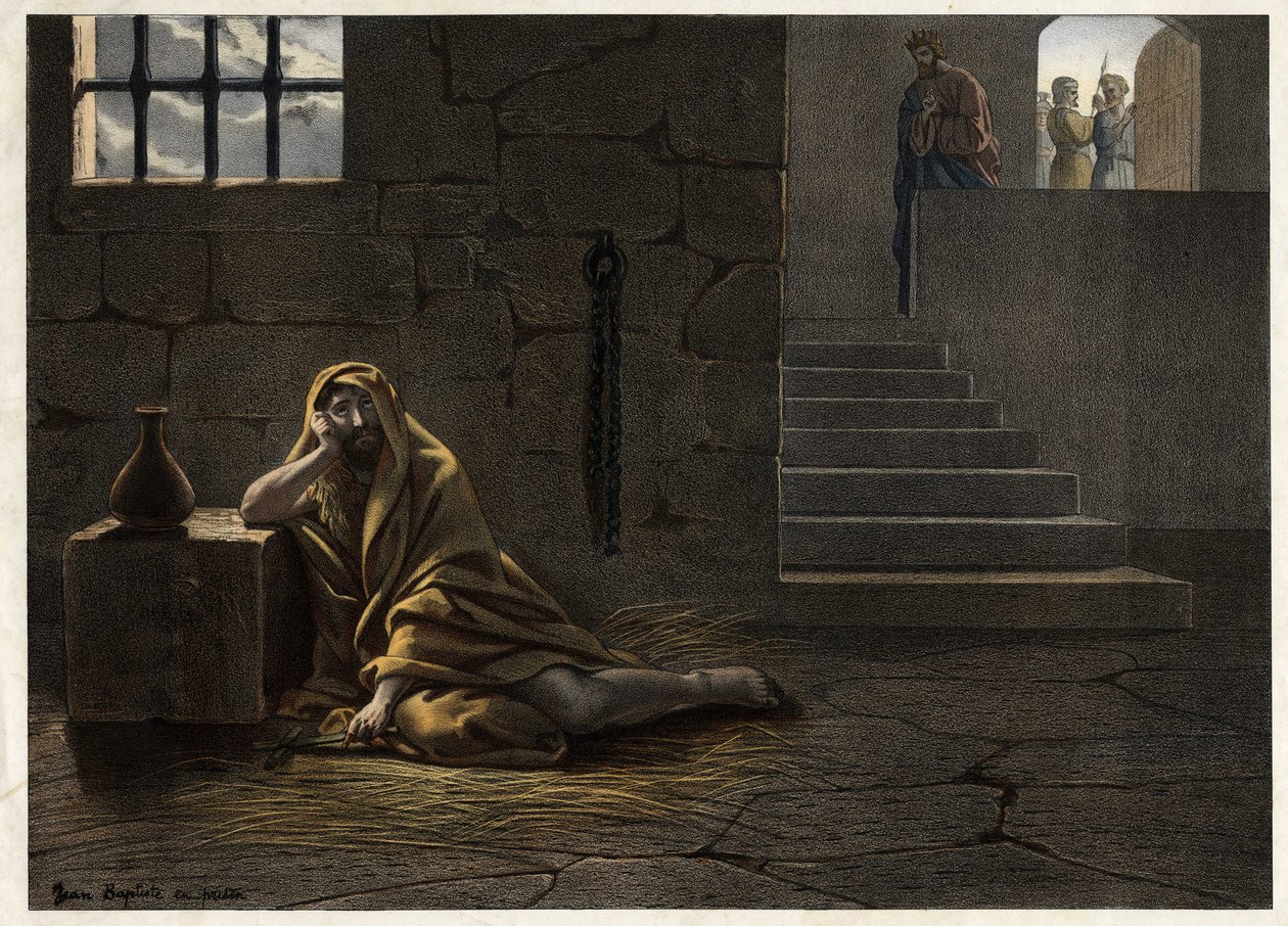 Johannes der Täufer im Gefängnis. Der Prophet Johannes der Täufer, der König Herodes Antipas