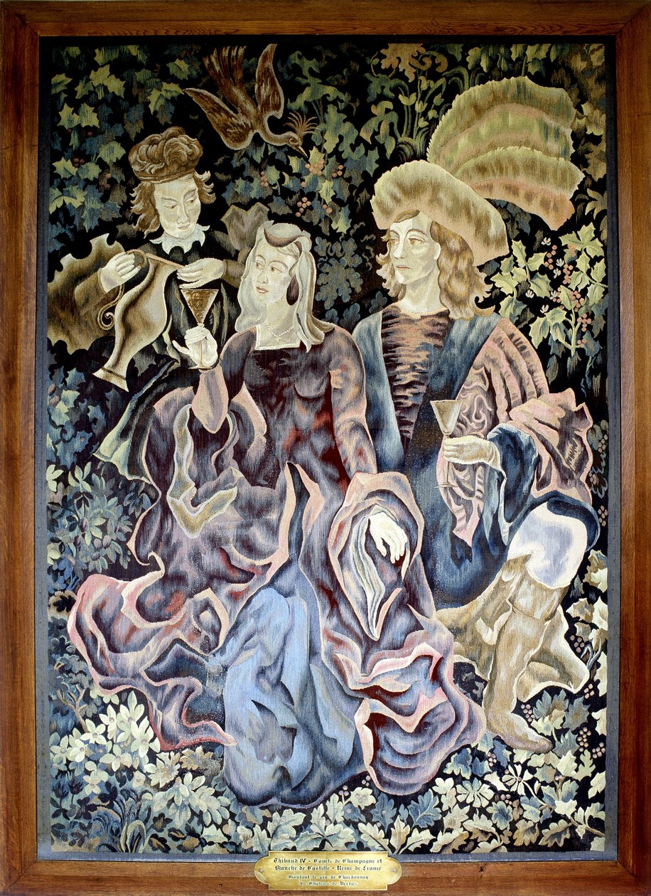 Wandteppich, der Thibault IV. von Champagne und Blanche von Kastilien darstellt von Artist Unknown