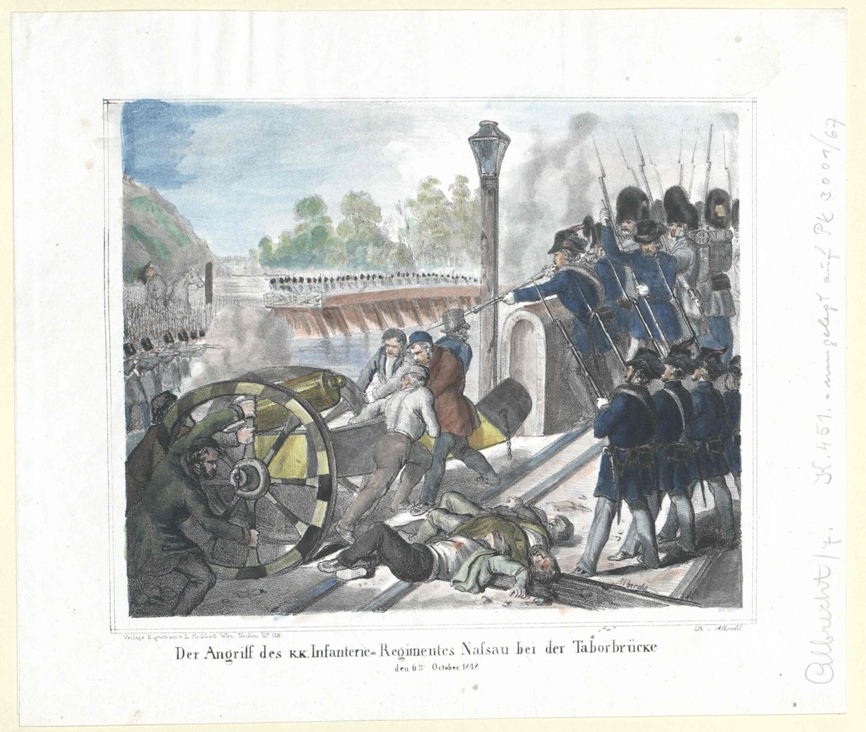 Der Angriff des k. k. Infanterieregiments Nassau an der Taborbrücke am 6. Oktober 1848 von Artist Unknown