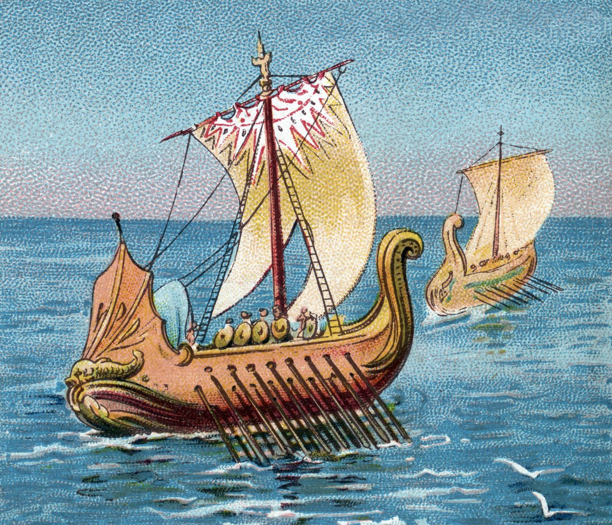 Trireme, antike griechische Schiffe von Artist Unknown