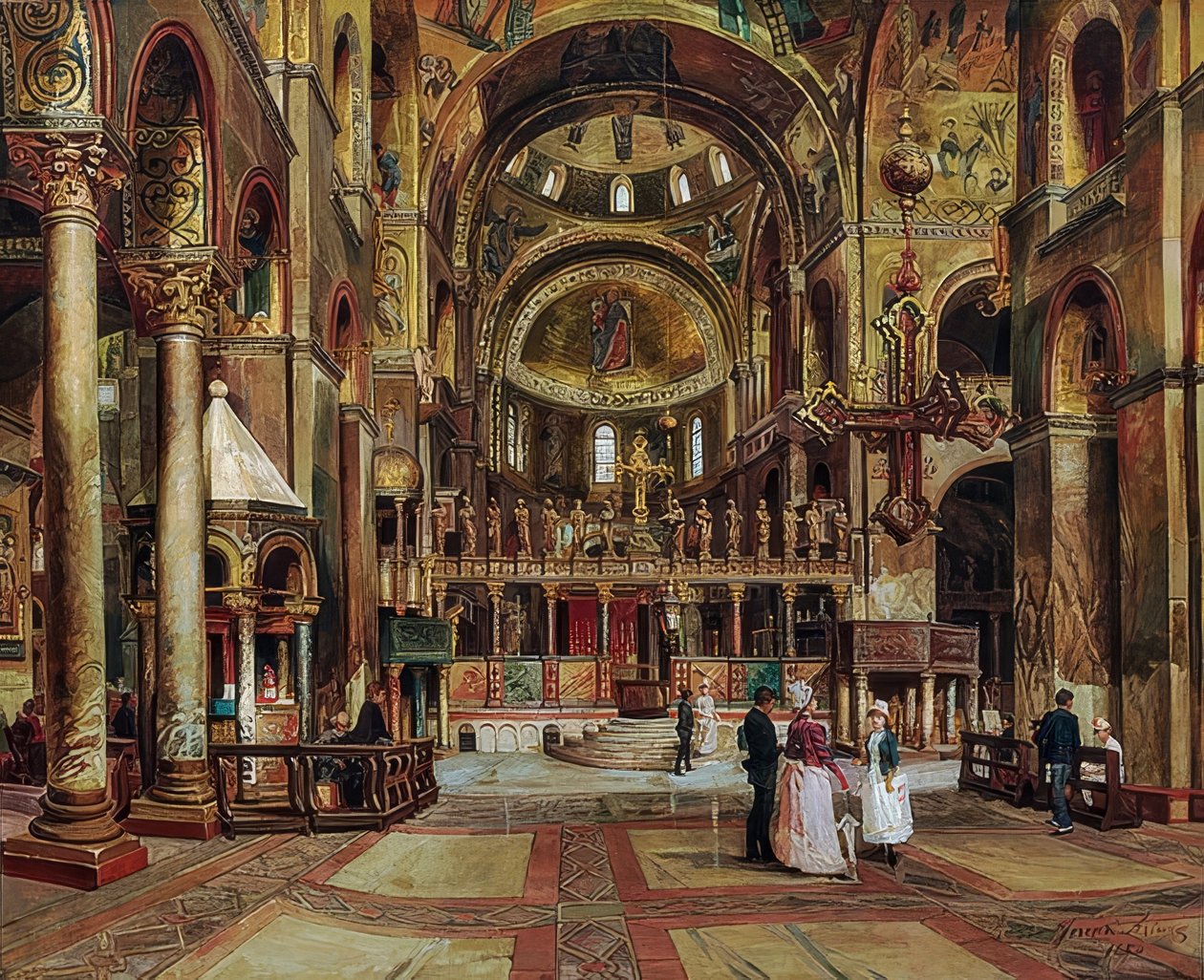 Im Inneren der Basilica di San Marco, Venedig von Arturo Ferrari