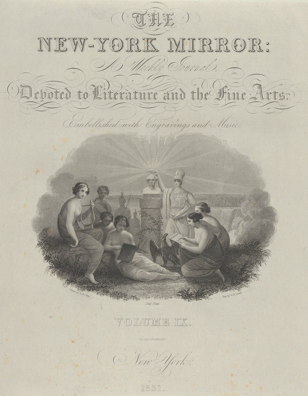 Titelseite: The New York Mirror, A Weekly Journal, Devoted to Literature and the Fine Arts von Asher Brown Durand