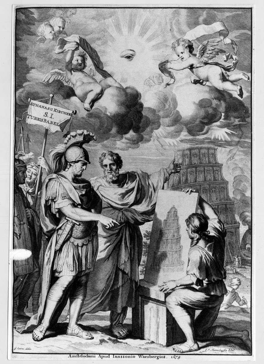 Der Turm von Babel - La Tour de Babel - in „Turris Babel“ von Athanasi Kircheri, Amsterdam von Athanasius Kircher