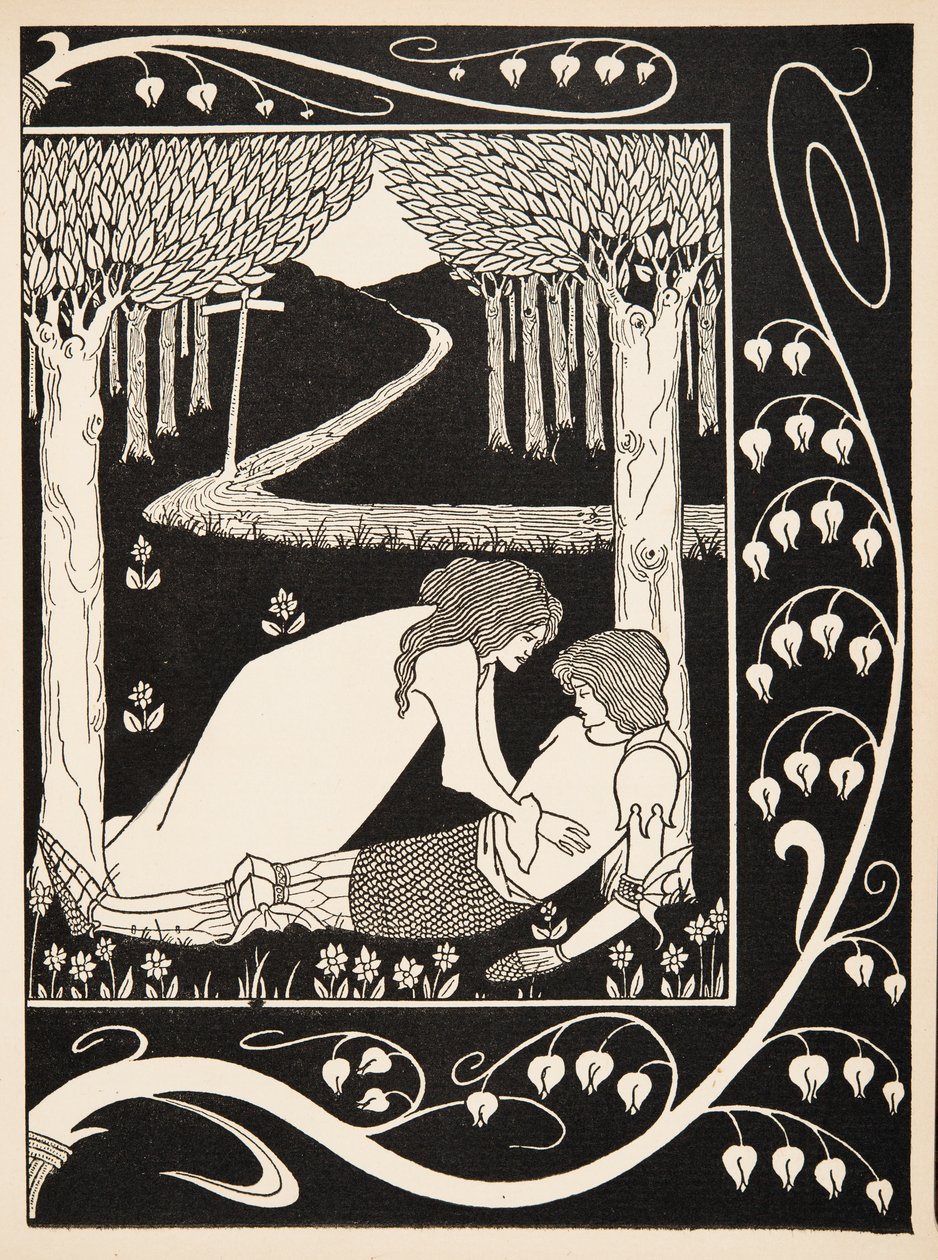 Wie Sir Launcelot von Dame Elaine erkannt wurde, 1894 (Gravur) von Aubrey Beardsley
