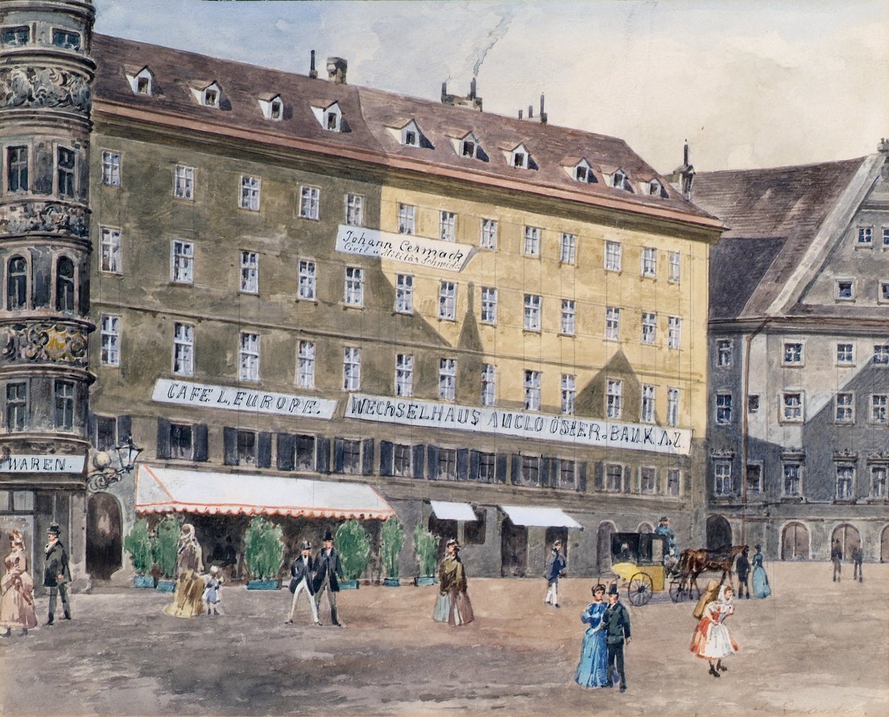 Die ehemalige Brandstätte am Stephansplatz in Wien mit dem Café L