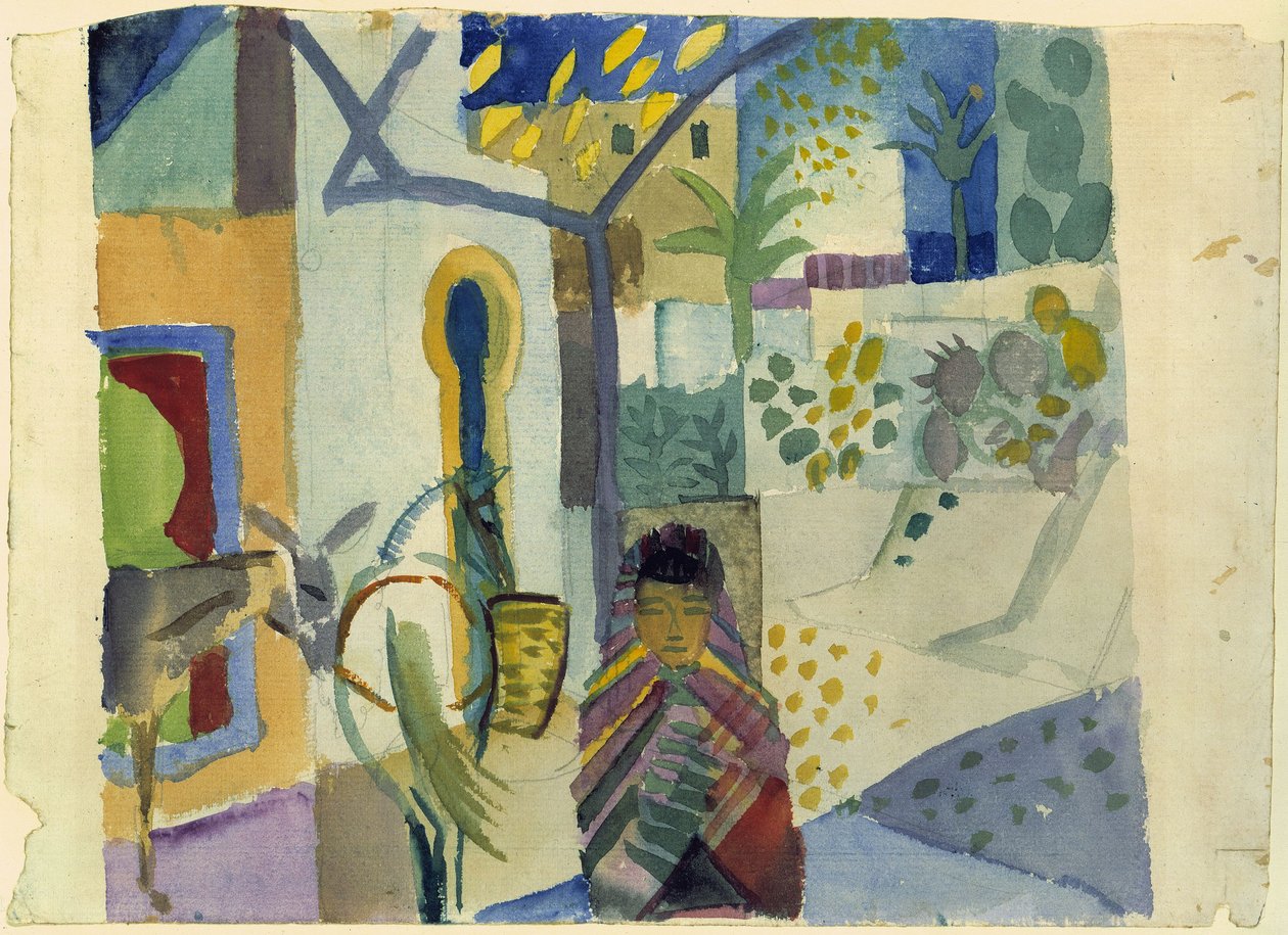 Mädchen mit Pferd und Esel von August Macke