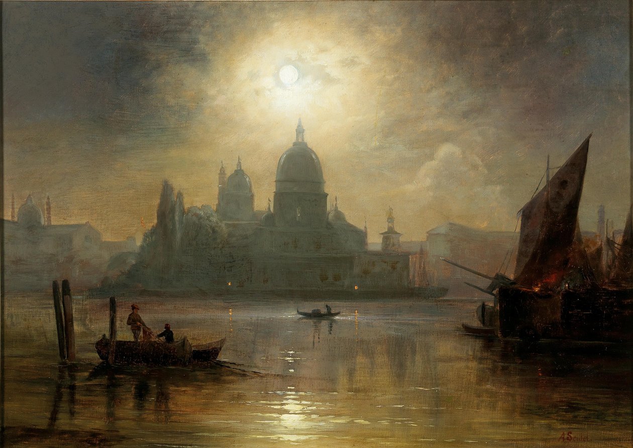 Venedig, Mondnacht über der Santa Maria della Salute von August Seidel