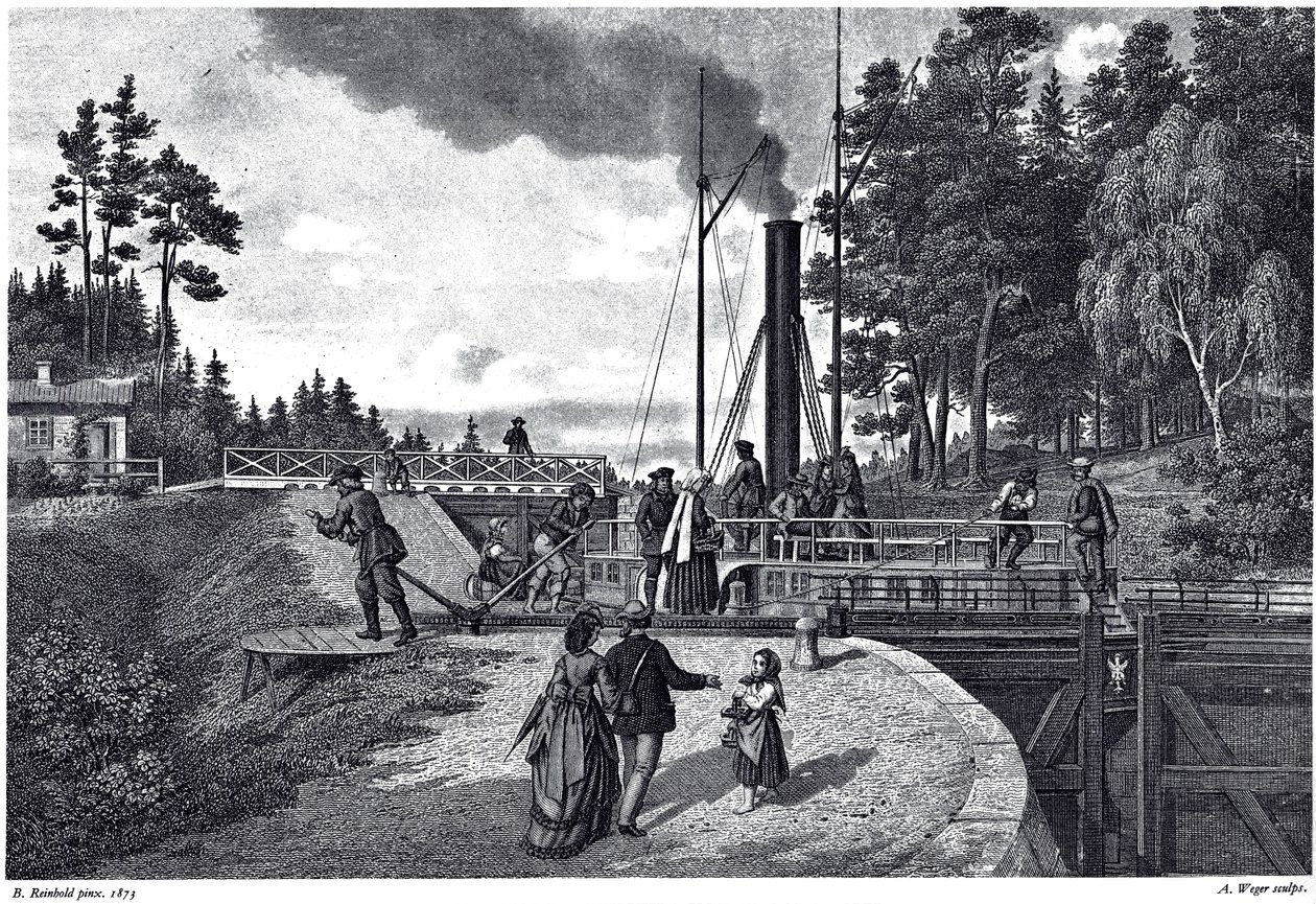 Ansicht der Juustila-Schleuse in Finnland, 1873 von August Weger