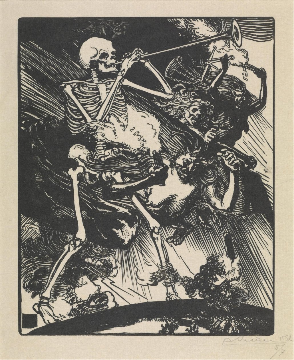 Tod und Leidenschaften fallen über die Welt her von Auguste Louis Lepère