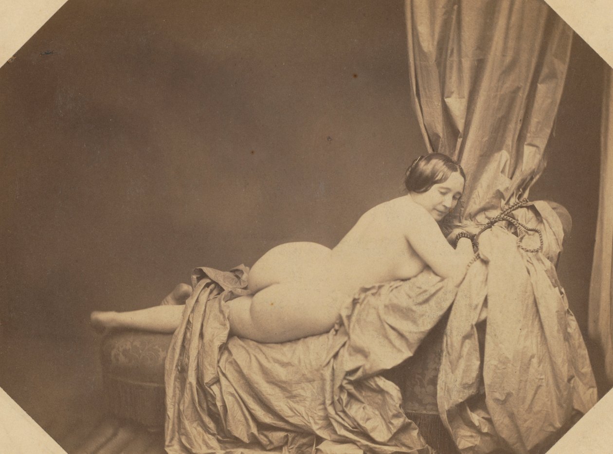 Akademischer Akt, auf einem Sofa liegend, ca. 1855 von Auguste Belloc