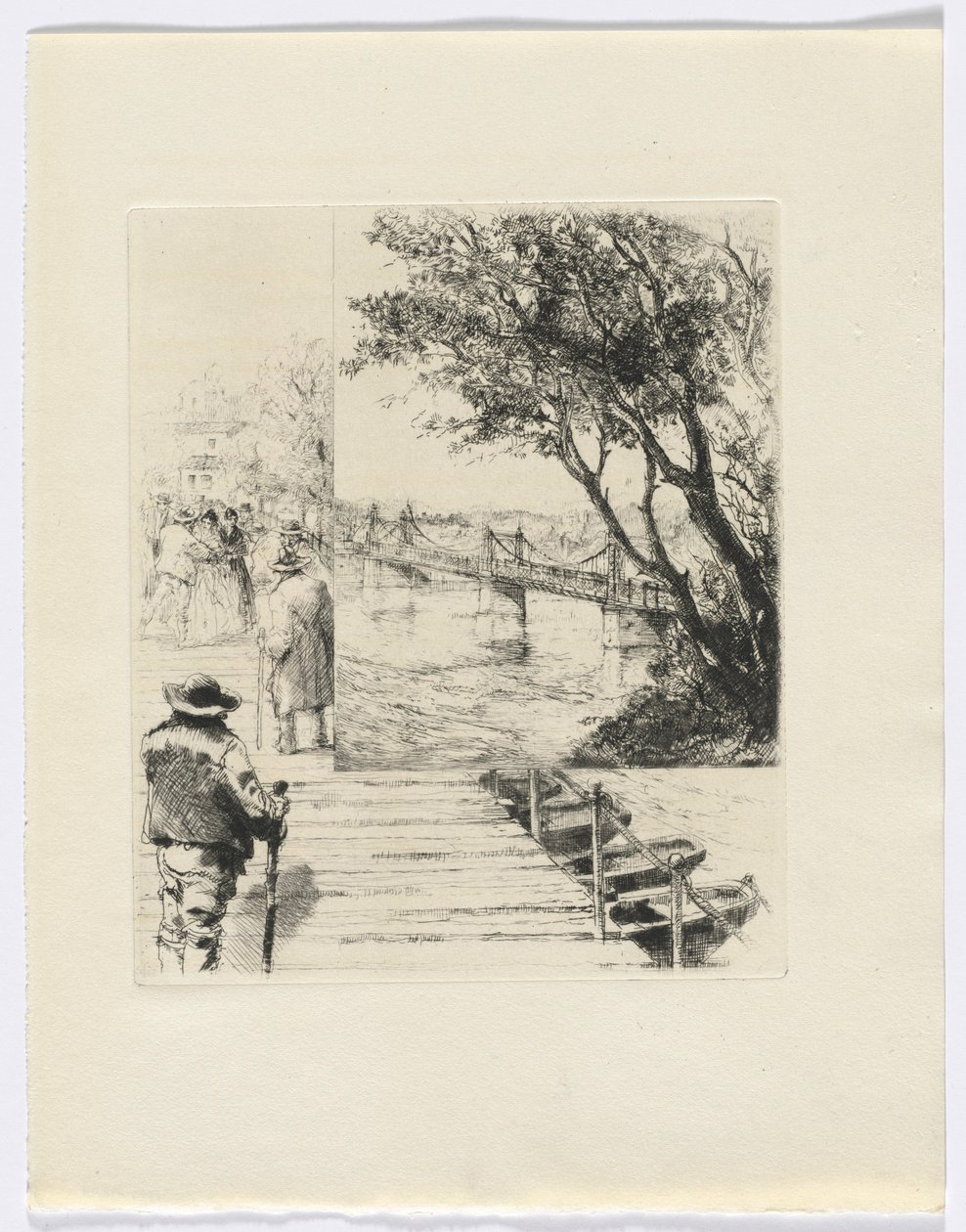 Frédéric Mistral: Mémoires et Recits von Frédéric Mistral: Figuren auf einem Pier (Einlage nach S.216) von Auguste Brouet