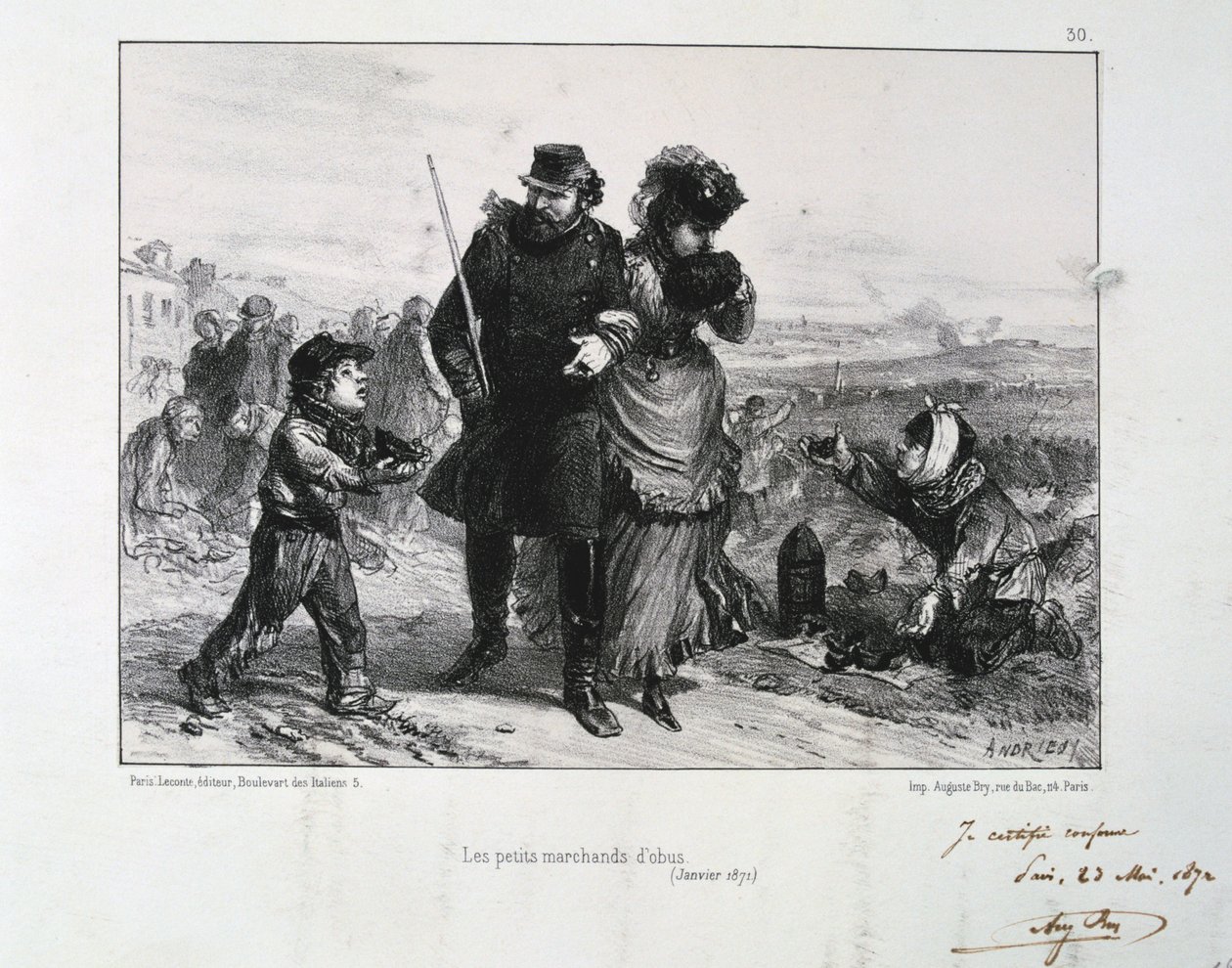 Die kleinen Granatenhändler, Belagerung von Paris, Deutsch-Französischer Krieg, Januar 1871 1872 von Auguste Bry
