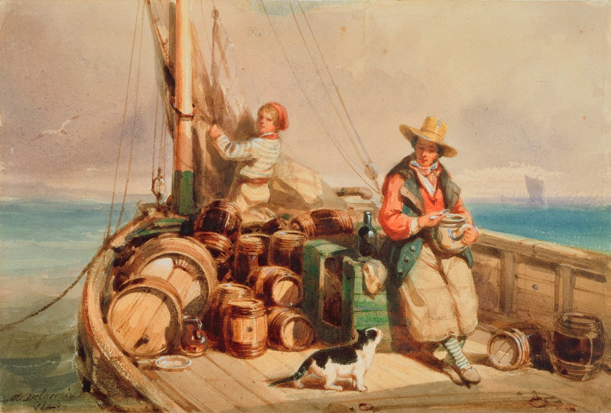 Zwei Figuren auf einem Boot, 1843 von Auguste Delacroix
