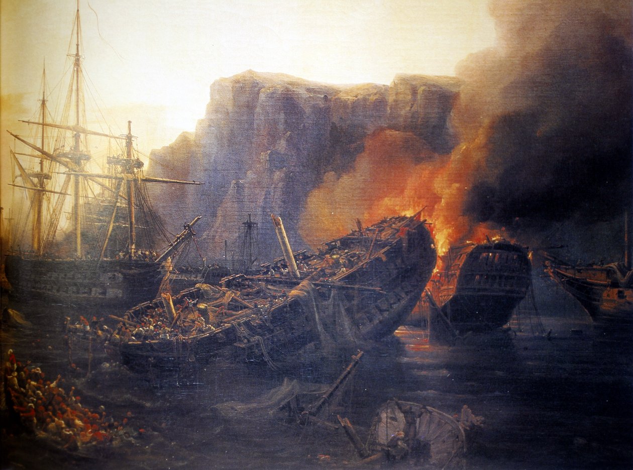 Abend der Schlacht von Navarino von Auguste Etienne Francois Mayer
