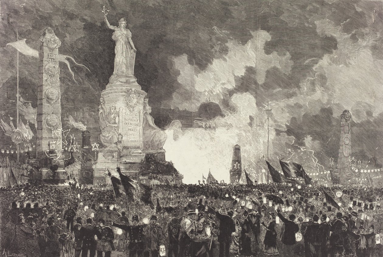 14. Juli. Beleuchtung des Place de la République, 1883 von Auguste Lepere