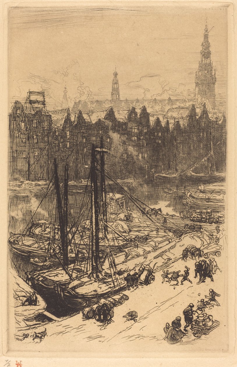 Amsterdam von Victoria Hotel aus gesehen von Auguste Lepere